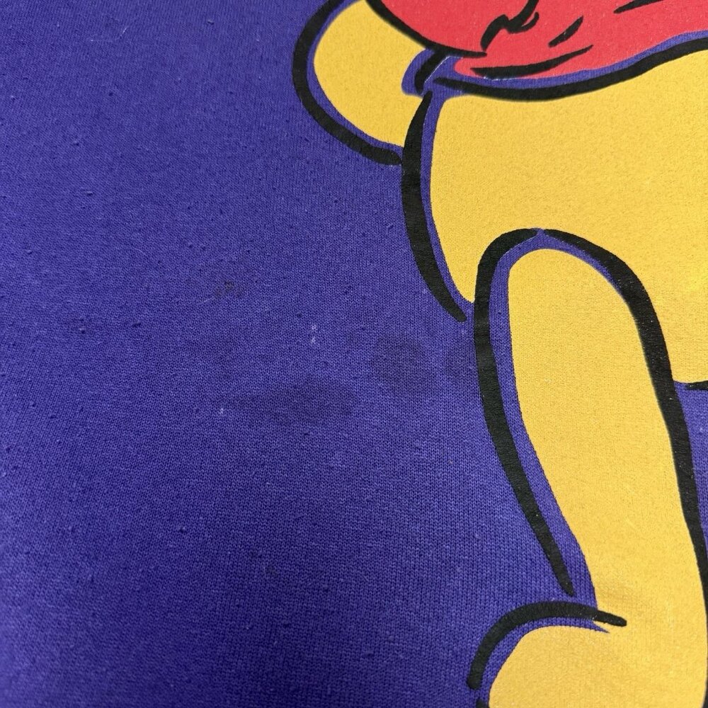 Vintage Winnie The Pooh Sweatshirt Oversized L Purple Crew Neck Cartoon 90s Y2K - Picture 7 of 16